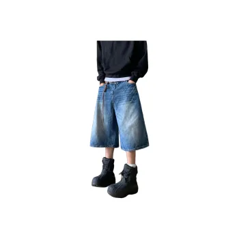 NEVER RULE Denim Shorts Unisex Blue
