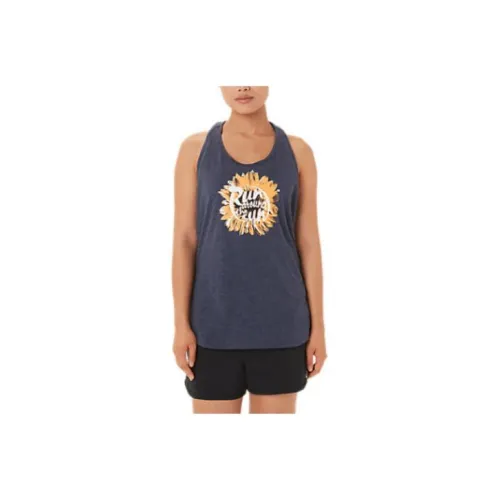 Asics Run Around The Sun Racerback Tank Tops Women's Marine Blue