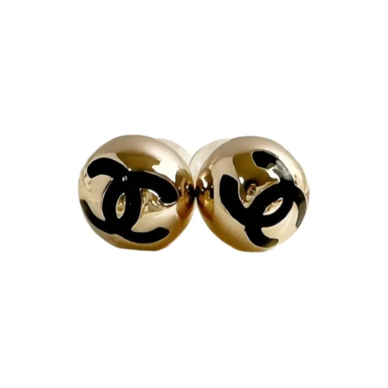 CHANEL Metal Ball Stud Earrings Women's Gold-3