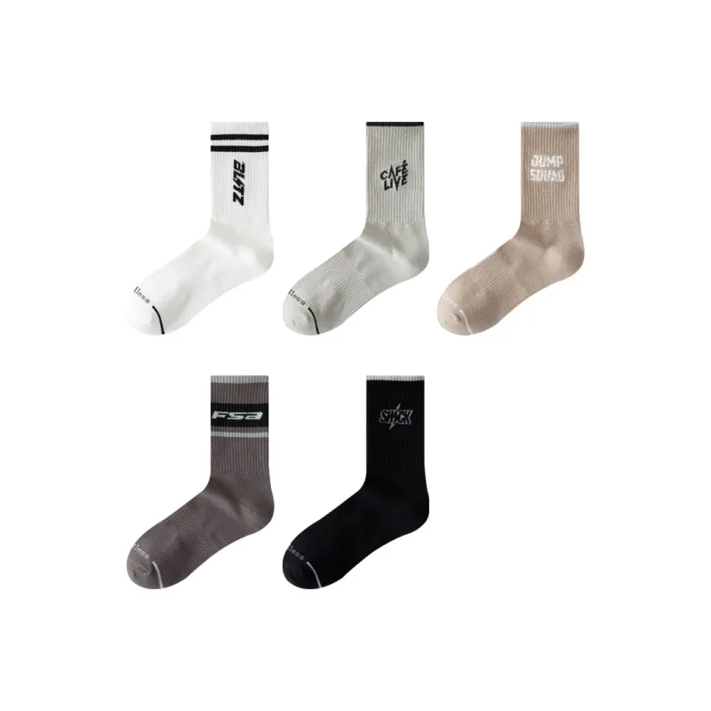 H YXIANG Mid Calf Socks Men's 5 Pack-11