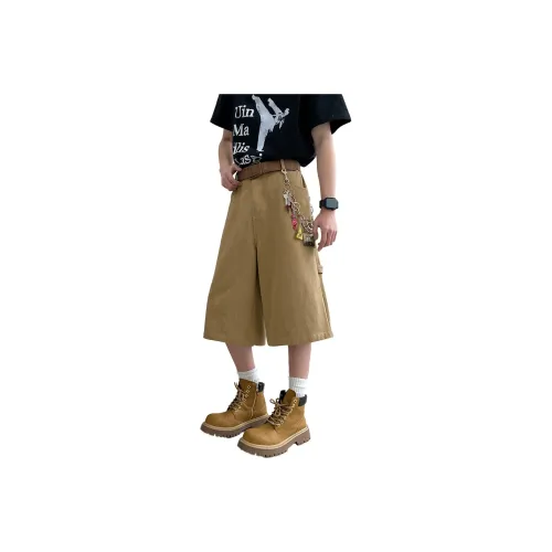 HCHUICHENG Denim Shorts Unisex Khaki