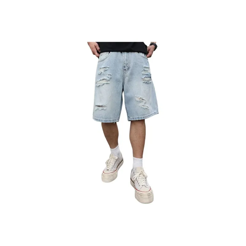SONGS ALONG Denim Shorts Unisex Light Blue-0