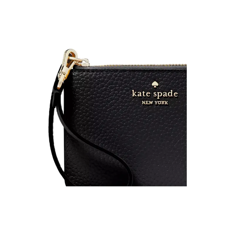 Kate Spade Litchi Grain Leather Card Holder Small Size Women's Black-3