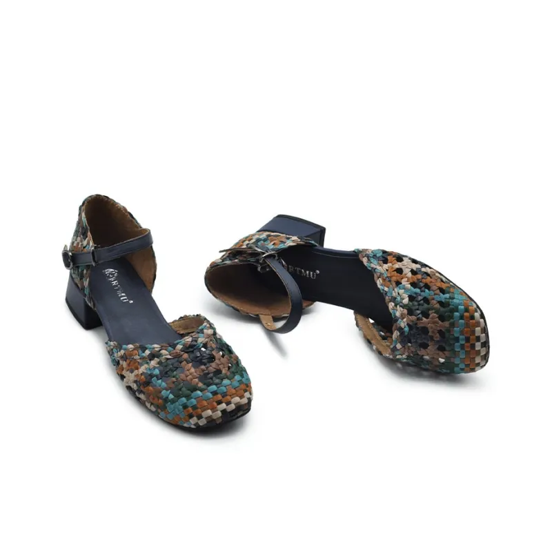 ARTMU Chunky Heel High Heels Women's Blue-3