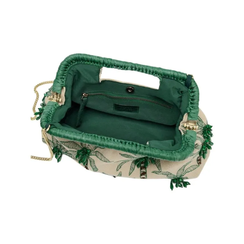 ZARA Cotton Shoulder Bag, Crossbody Bag, Handbag Women's Green-3