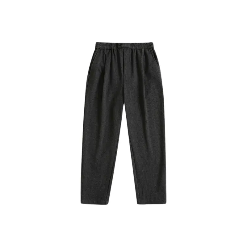 Hacikis Casual Pants Men's Charcoal Gray Stripes-0