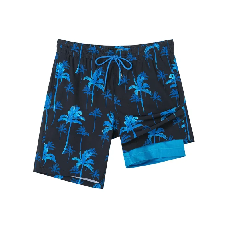 SURFCUZ Beach Shorts Men's Firefly Blue Coconut Forest-0
