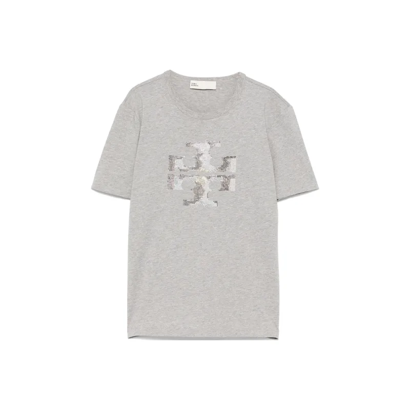 TORY BURCH Logo Embellished Crewneck T Shirt-0