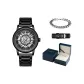 Black Case Black Dial Steel Band[High-End Blue Box+Genuine Leather Strap+Cuban Bracelet]