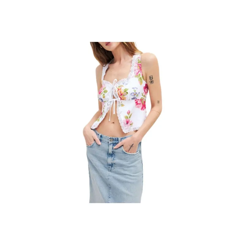 REFORMATION Rosalie Linen Top Tank Tops Women's Gucci Green-0
