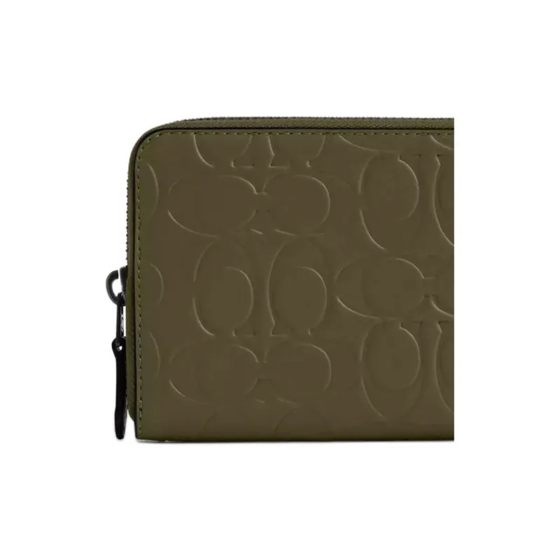 COACH Accordion Wallet Smooth Calf Leather Wallet Small Size Men's Olive Umber-4
