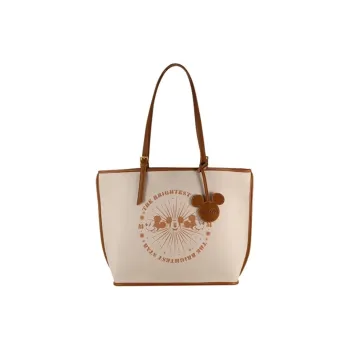 AJIDOU Artificial Leather Shoulder Bag Large Size Women's Beige & Khaki