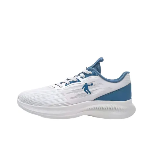 QIAODAN Durable Breathable Low Top Running Shoes Men's White Blue