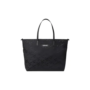 VERSACE Cow Leather Decoration Tote Bag Shopping Bag Storage Bag Shoulder Bag Crossbody Bag Handbag Unisex Black