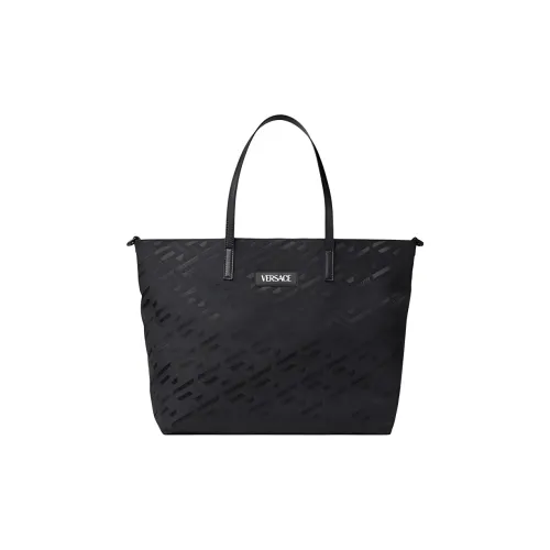 VERSACE Cow Leather Decoration tote Dusy Bag Shopping Bag Storage Bag Shoulder Bag Crossbody Bag Handbag Unisex Black