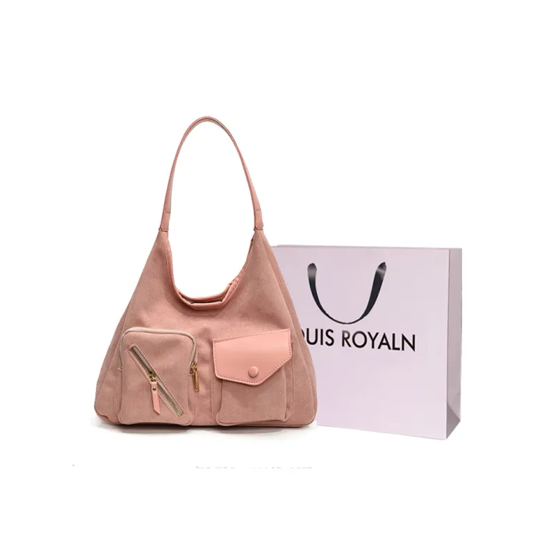 LOUIS ROYALN Suede Shoulder Bag Regular Women's Black/Green/Pink/Coffee-6