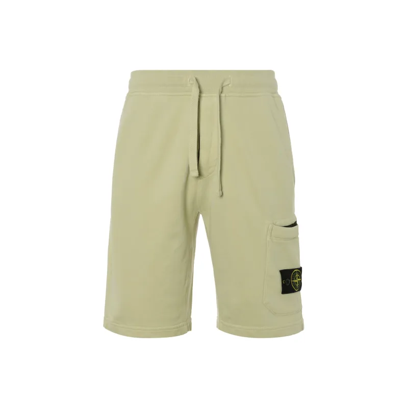 STONE ISLAND 64651 Cotton Fleece Garment Dyed Shorts-0