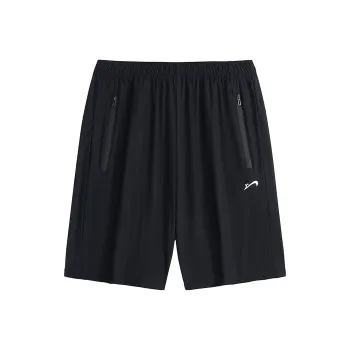 K bird Elastic Waistband Straight Fit Ice Silk Casual Shorts Unisex Black