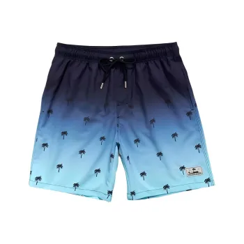 GAILANG Beach Shorts Men's Gradient Blue Coconut Tree