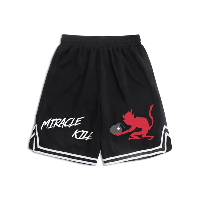 MIRACLE KILL Loose Fit Shorts Unisex Black-0