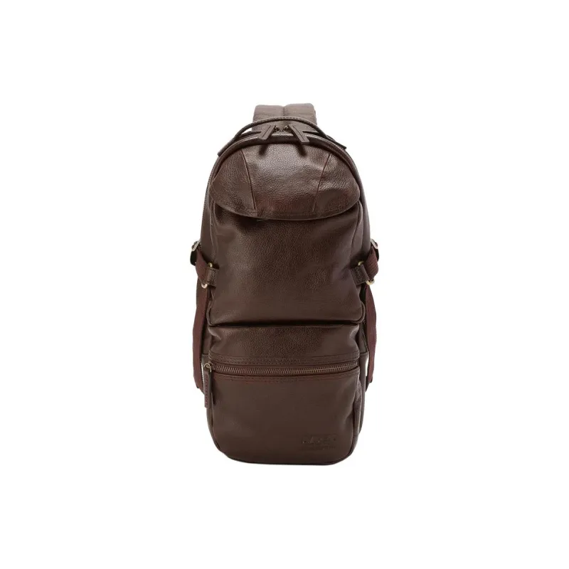 AVIREX Cow Leather One Shoulder Crossbody Bag, Sling Bag Regular Men's Dark Brown-0