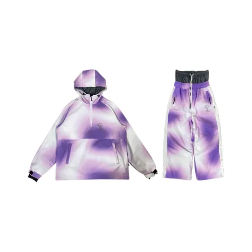 JOHN SNOW Ski Suit Sets Unisex Gradient Purple
