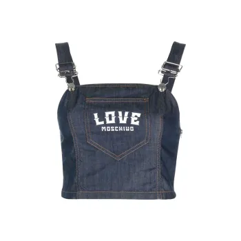LOVE MOSCHINO Logo print Denim Top