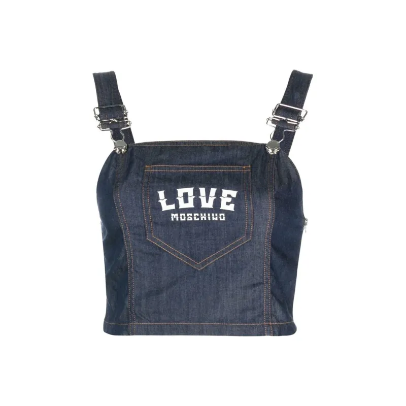 LOVE MOSCHINO Logo print Denim Top-0