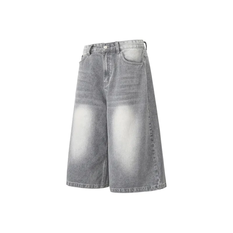 HOKLV Denim Shorts Unisex Vintage Blue-34