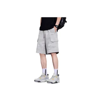 Menglaini Casual Shorts Unisex Beige Gray