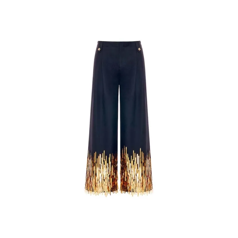 VALLEYOUTH Casual Pants Unisex Black Gold-0