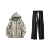 Set (Light Coffee Top+Black Pants)