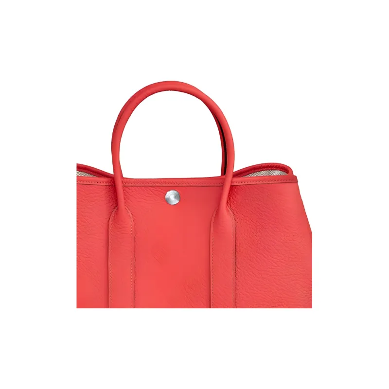 HERMES Garden Party 30 Country Cow Leather Garden Handbag Women's Orange Red-4