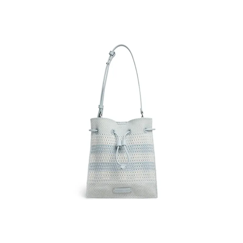CHARLES&KEITH PU, Textile Mixture Crossbody Bag, Shoulder Bag Medium Size Women's Multicolor-6
