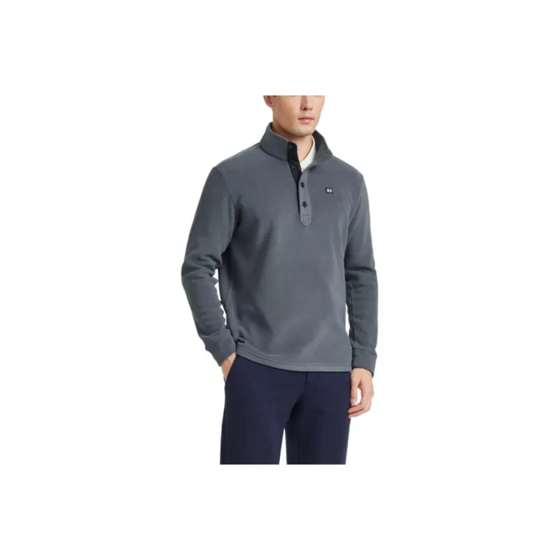 AIGLE Velvet feel Coat Men's Rock Gray Blue-0