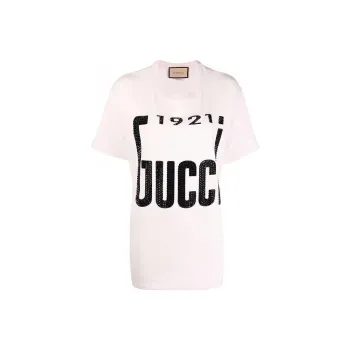 GUCCI Drop Shoulder Sleeve T Shirt Women's Light Pink
