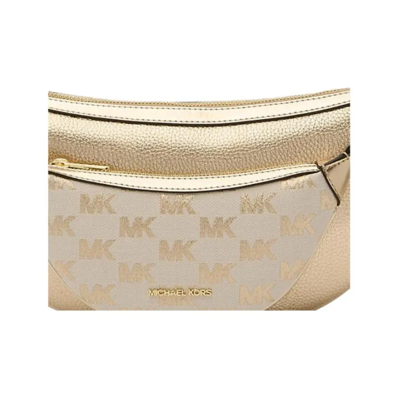 MICHAEL KORS Leather Shoulder Bag Medium Size Women's Light Gold-3