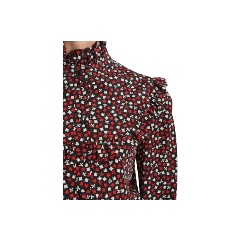 SAINT LAURENT Printed Ruffle Trim Blouse-4