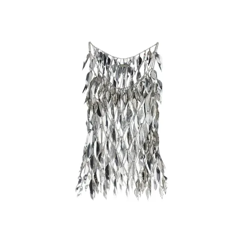 Paco Rabanne Chainmail 3D Leaf Scoop Neck Top