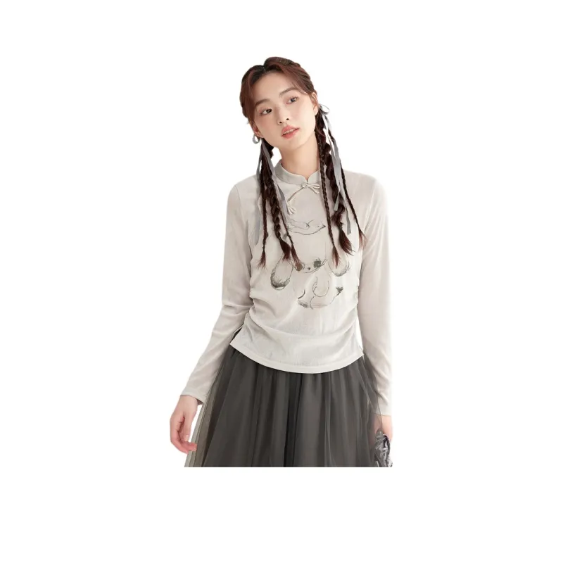 ZIHAN T Shirt Women's Silver Moon Gray-0
