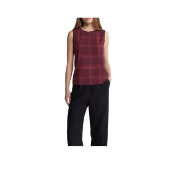 CALVIN KLEIN Tank Tops Women's Burgundy Check