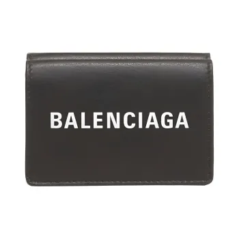 Balenciaga Cow Leather Coin Purse Card Holder, Wallet Mini Unisex Black