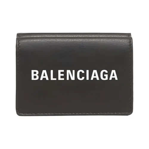 Balenciaga Cow Leather Coin Purse Card Holder Wallet Mini Unisex Black