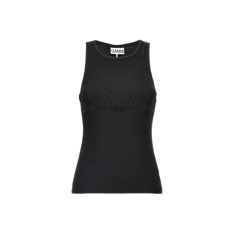 GANNI Rhinestone Embellished Tank Top-0