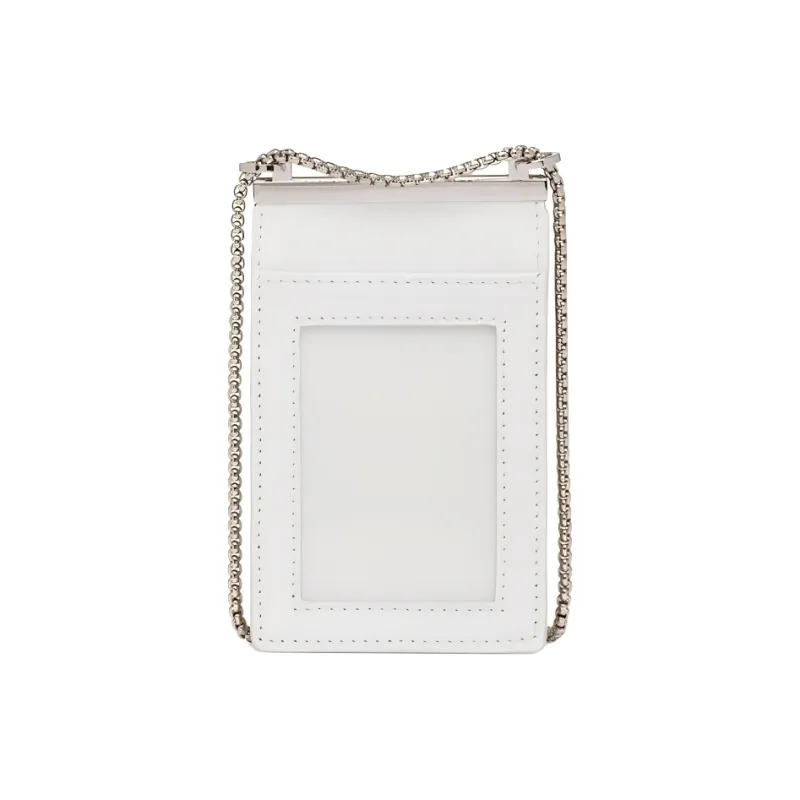 PRADA Leather Square Card Holder, Crossbody Card Holder Mini Women's White-1
