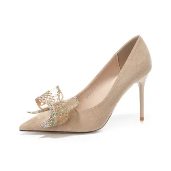 Lan Miao Slim Heel High Heels Women's Nude