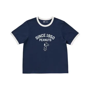 UNIQLO x PEANUTS Collaboration T Shirt Women's Navy Blue
