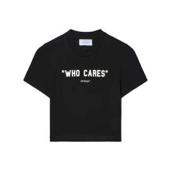 OFF WHITE Slogan Printed Cropped T Shirt
