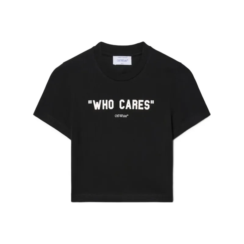 OFF WHITE Slogan Printed Cropped T Shirt-0