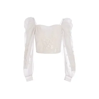 Marie Elie Crop Tops Women's Gray Purple